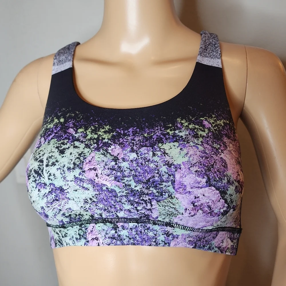 Lululemon Energy Bra‎ (Nulux). Purple green black. Size 6.